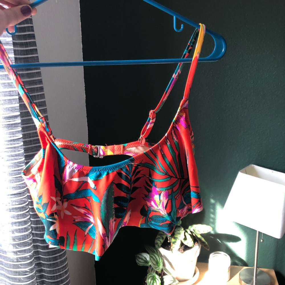 Orange Tropical Bandeau Bikini Top